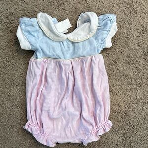 Lullaby Set Blue and Pink micro gingham  Baby bubble 3month